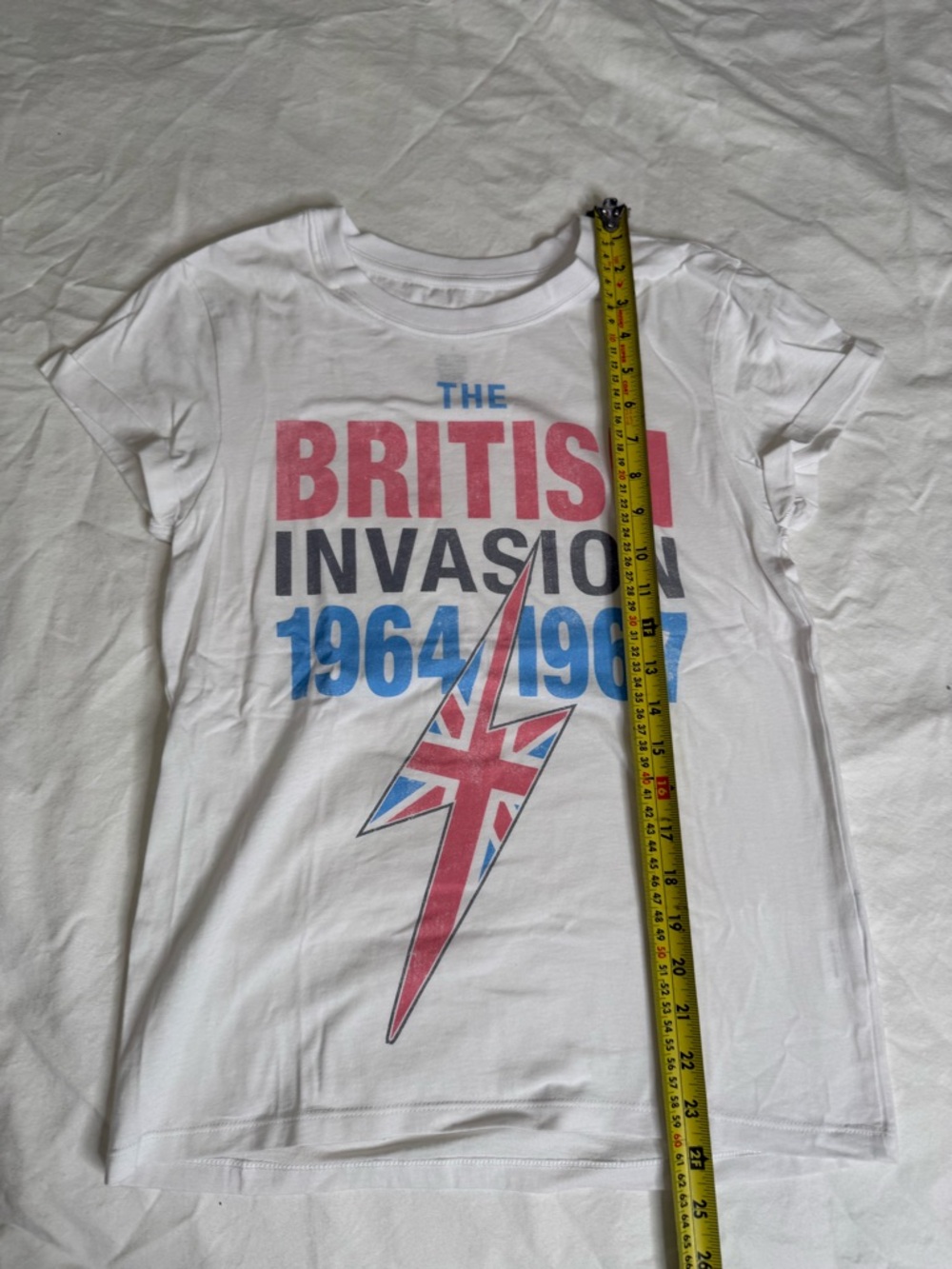 Urban Outfitters British Invasion Graphic Tee Y2K Lightning White Cotton S - Picture 9 of 9